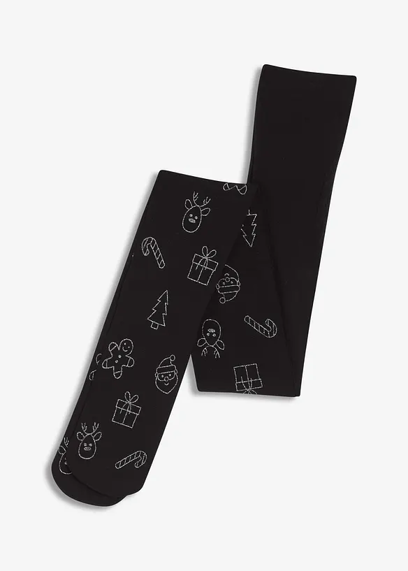 Collant con stampa natalizia glitterata, bonprix
