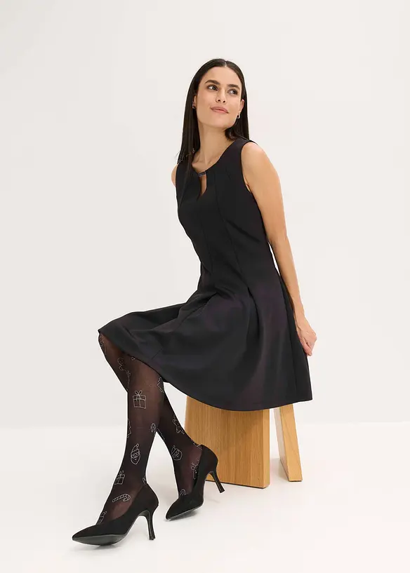 Collant con stampa natalizia glitterata, bonprix