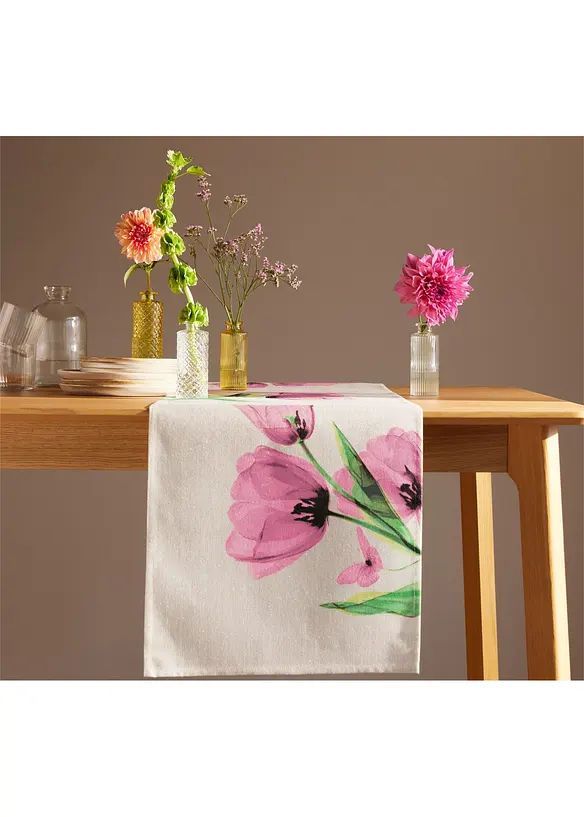 Runner tavolo con tulipani stampati, bonprix