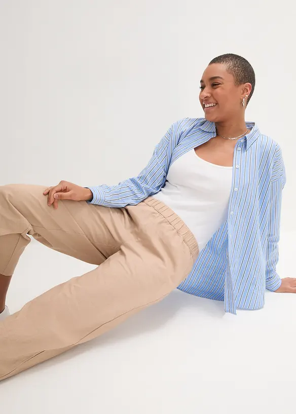 Pantaloni cropped in misto lino leggero, bonprix