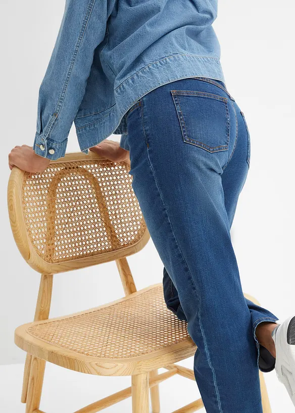 Mom jeans elasticizzati, vita alta, bonprix