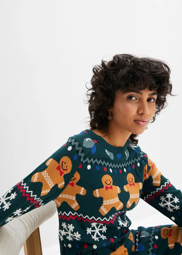 Abito in maglia natalizio con biscotti, bonprix