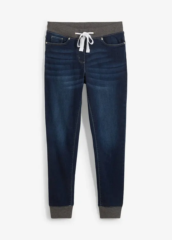 Jeans boyfriend con cinta comoda, vita media, bonprix