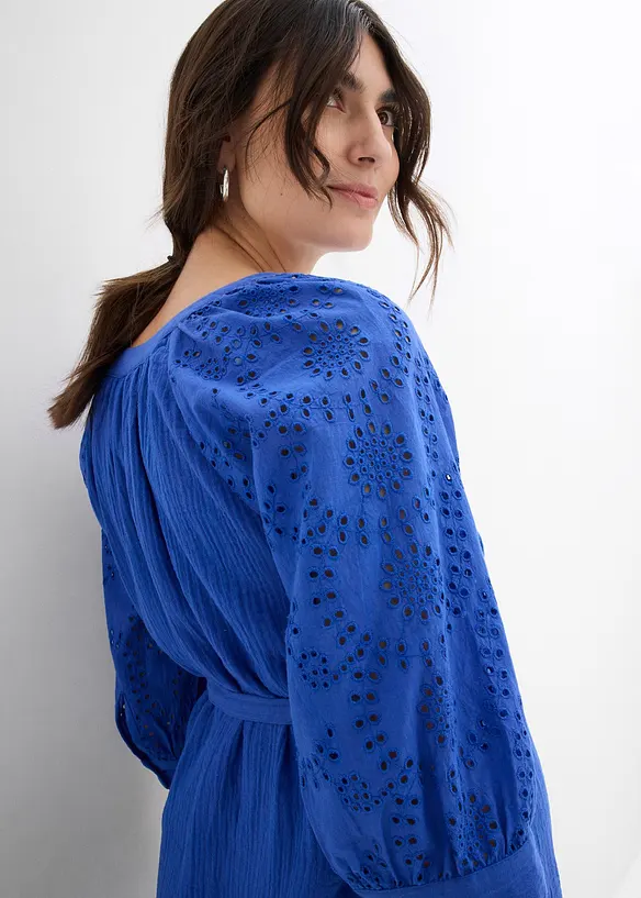 Abito prémaman in mussola con ricami traforati, bonprix