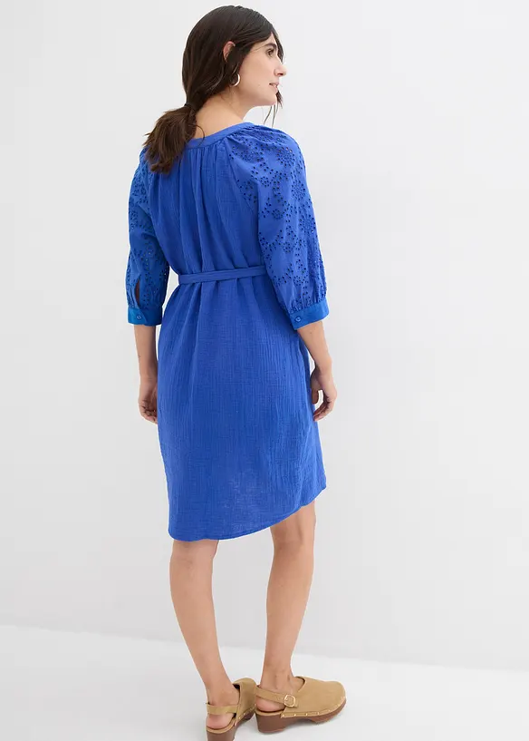 Abito prémaman in mussola con ricami traforati, bonprix