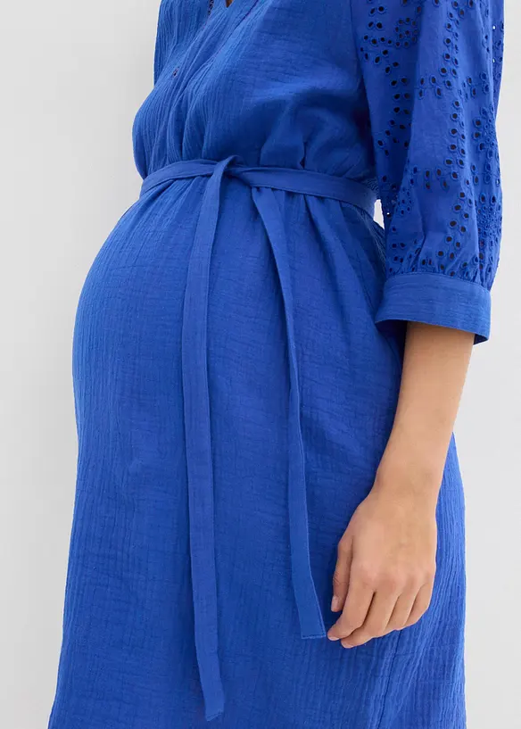 Abito prémaman in mussola con ricami traforati, bonprix