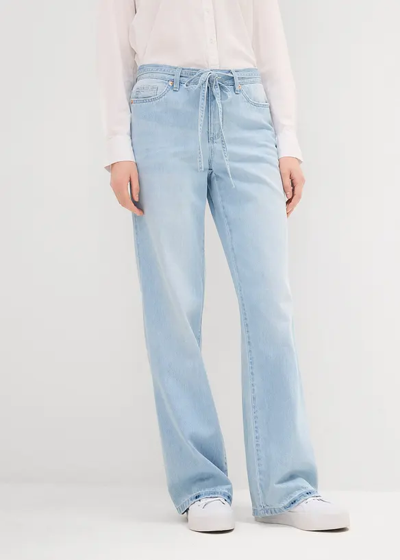 Jeans wide leg con cintura, vita media, bonprix