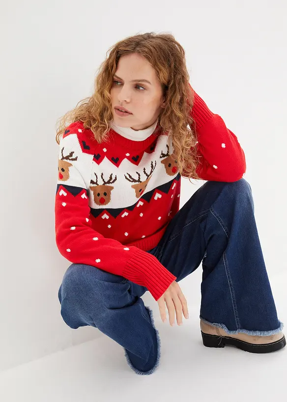 Maglione natalizio con renne, bonprix
