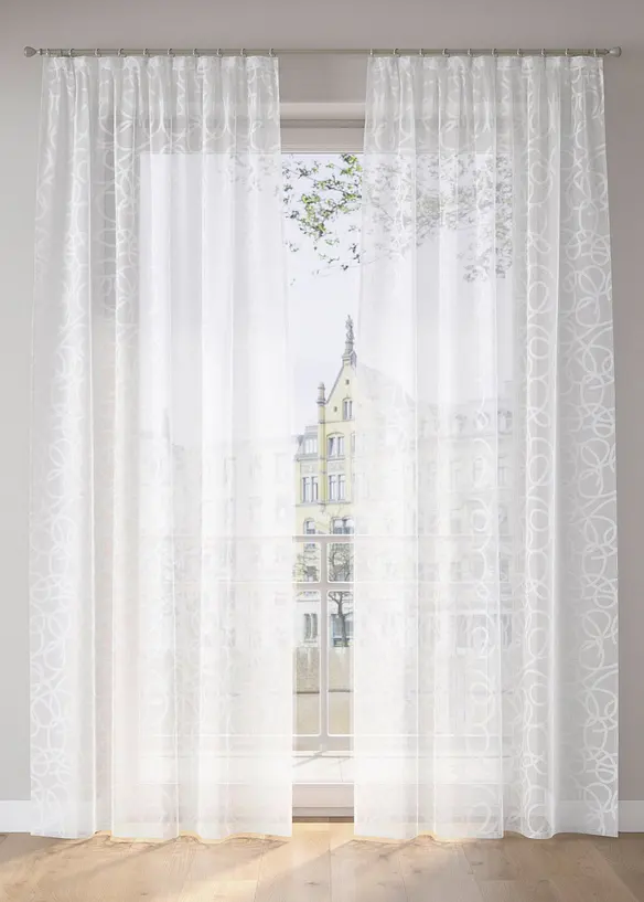 Tenda trasparente in voile leggero con coulisse (pacco da 2), bonprix