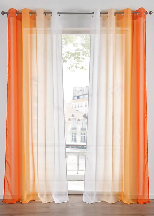 Tende trasparenti in voile leggero, anche extra lunghe (pacco da 2), bonprix