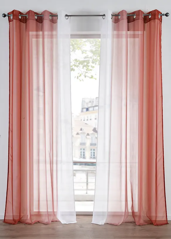 Tende trasparenti in voile leggero, anche extra lunghe (pacco da 2), bonprix