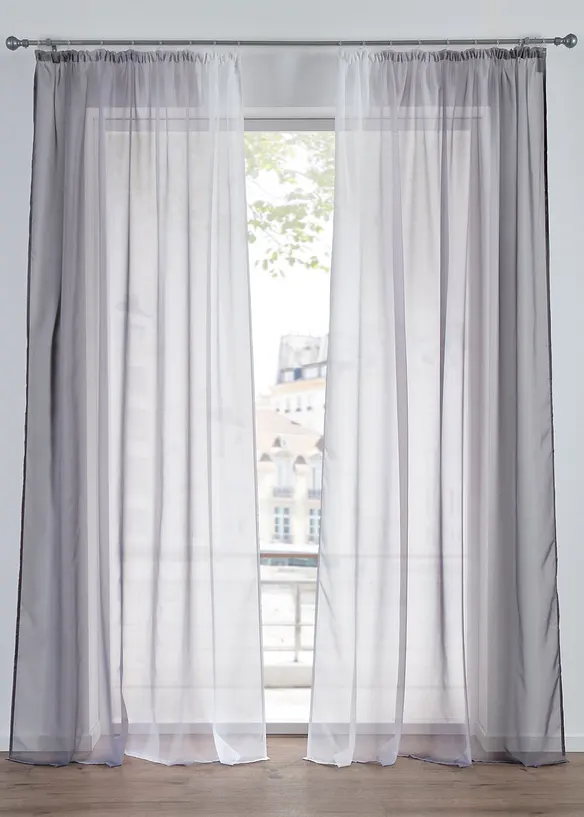 Tenda trasparente in voile leggero, anche extra lunga (pacco da 2), bonprix