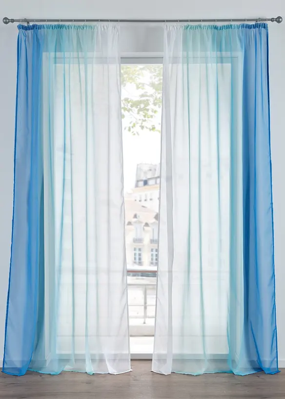 Tenda trasparente in voile leggero, anche extra lunga (pacco da 2), bonprix