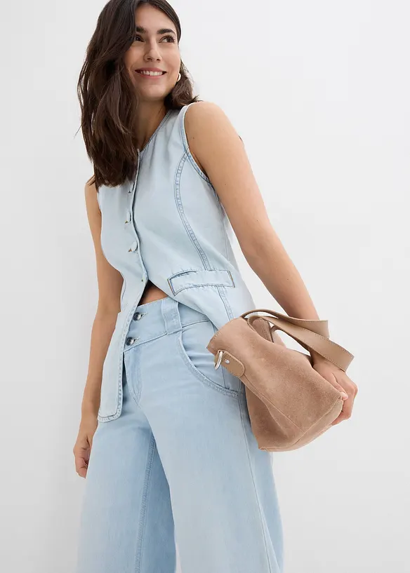 Jeans wide leg super soft, vita alta, bonprix