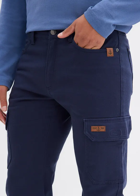 Pantaloni elasticizzati con tasche cargo regular fit, straight, bonprix