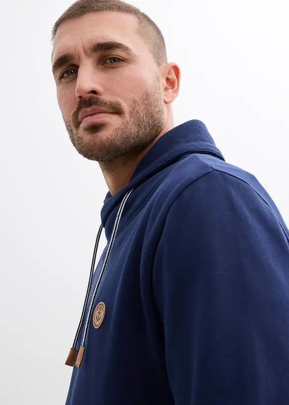 Felpa con collo a scialle in puro cotone biologico, bonprix