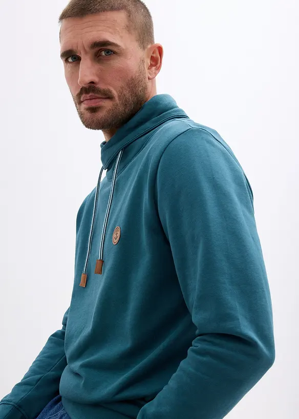 Felpa con collo a scialle in puro cotone biologico, bonprix