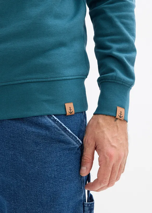 Felpa con collo a scialle in puro cotone biologico, bonprix