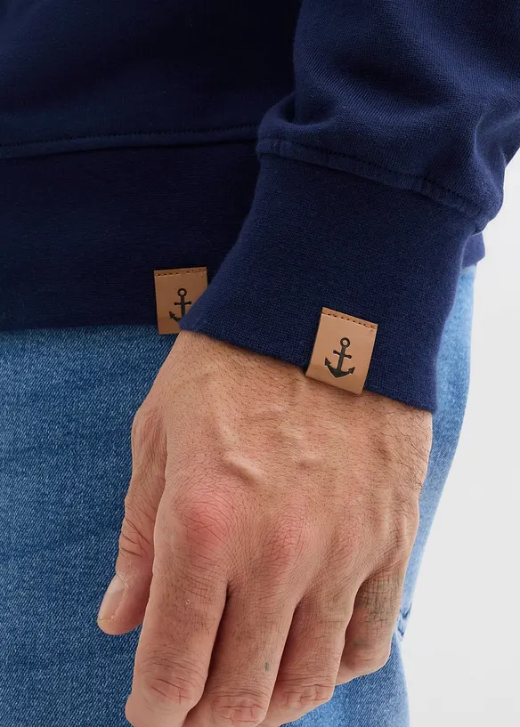 Felpa con collo a scialle in puro cotone biologico, bonprix