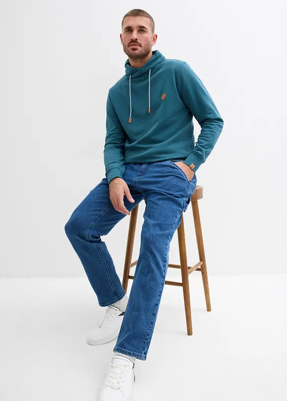 Felpa con collo a scialle in puro cotone biologico, bonprix