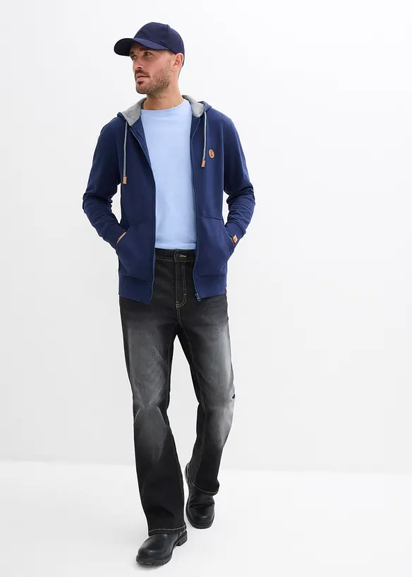 Felpa con zip e cappuccio in puro cotone biologico, bonprix