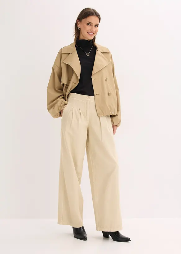 Pantaloni con pinces in puro cotone, bonprix