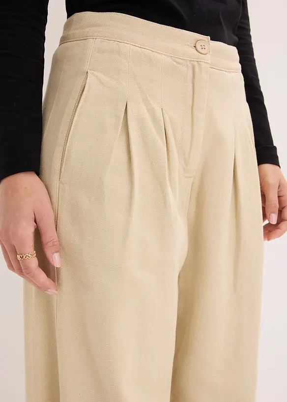 Pantaloni con pinces in puro cotone, bonprix