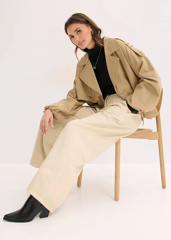 Pantaloni con pinces in puro cotone, bonprix