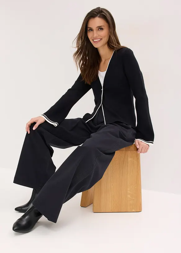 Cardigan a coste in misto viscosa, bonprix