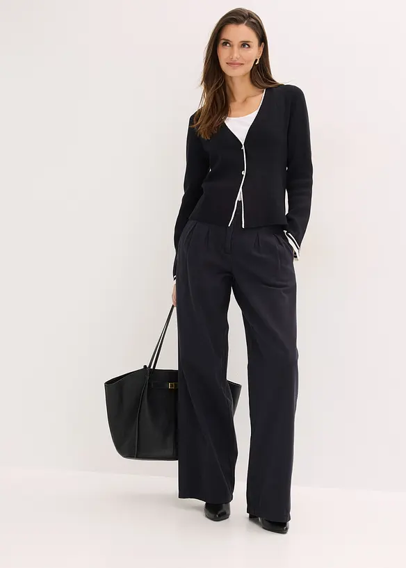 Cardigan a coste in misto viscosa, bonprix