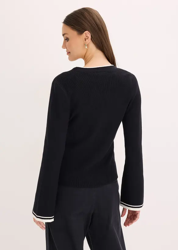 Cardigan a coste in misto viscosa, bonprix