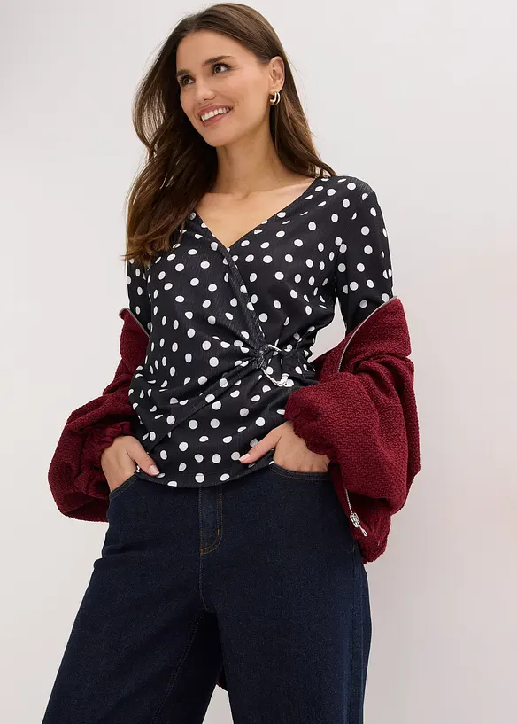 Maglia a maniche lunghe in jersey operato, bonprix