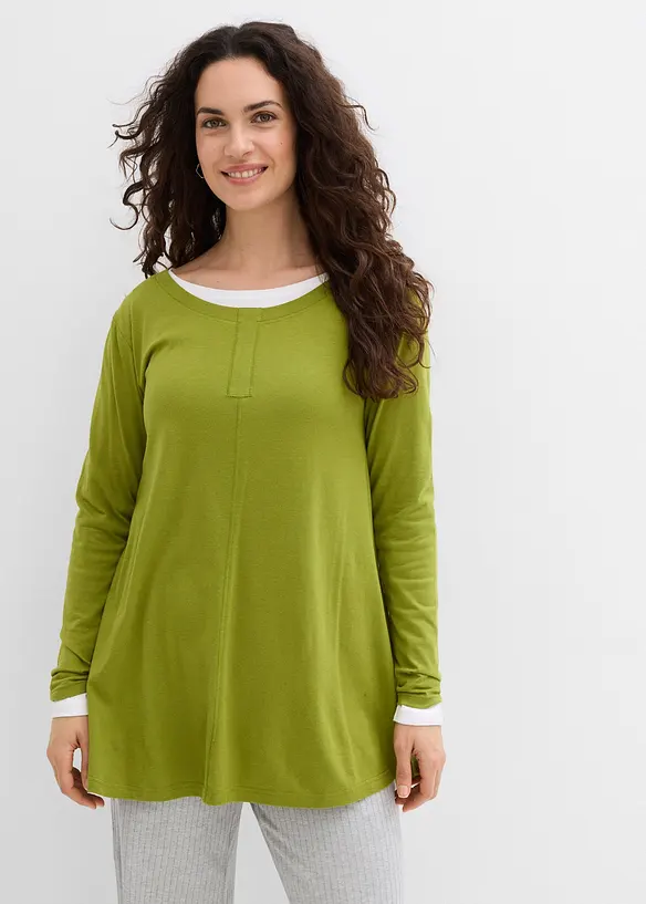 Maglia a maniche lunghe in misto cotone e viscosa, bonprix