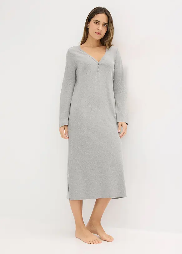 Camicia da notte a coste con abbottonatura, bonprix