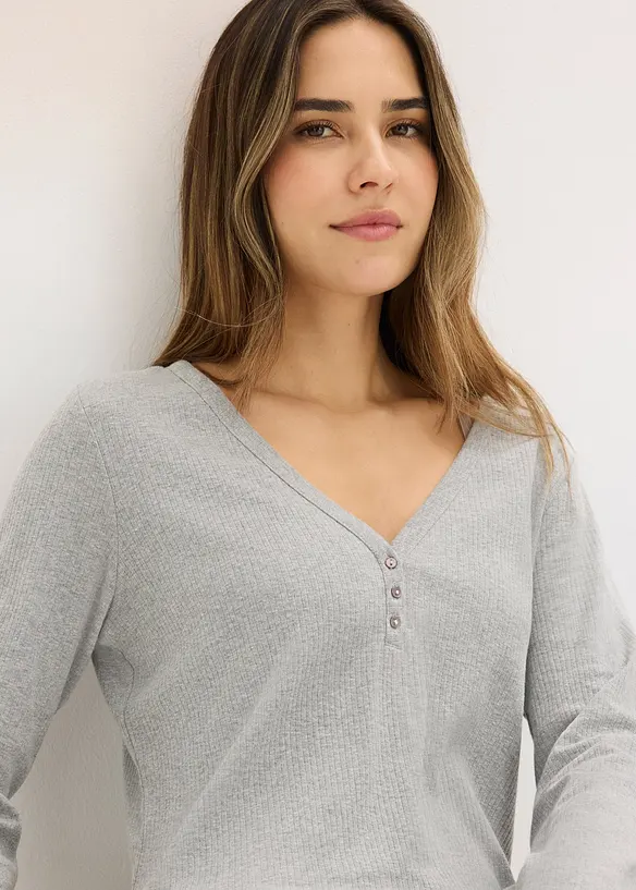 Camicia da notte a coste con abbottonatura, bonprix