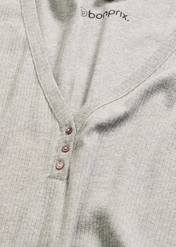 Camicia da notte a coste con abbottonatura, bonprix
