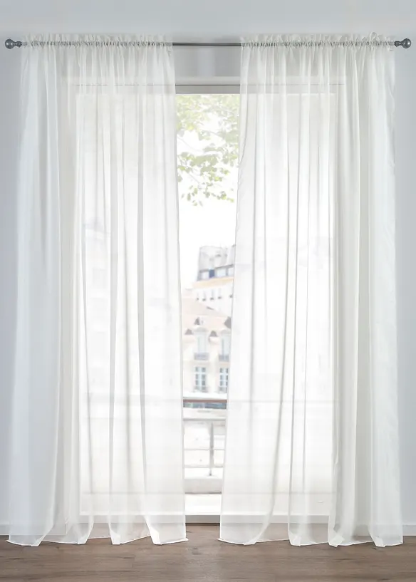 Tenda trasparente in voile leggero con coulisse (pacco da 2), bonprix