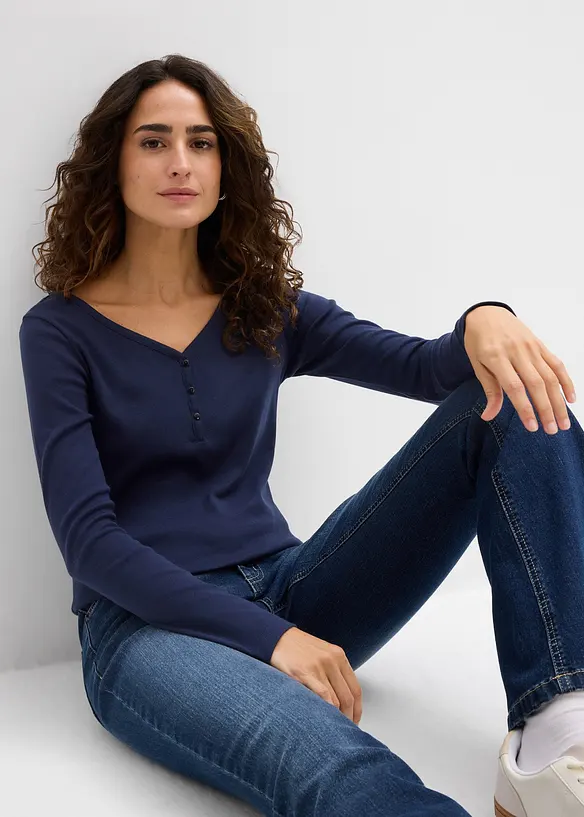 Maglia a maniche lunghe in puro cotone biologico, bonprix