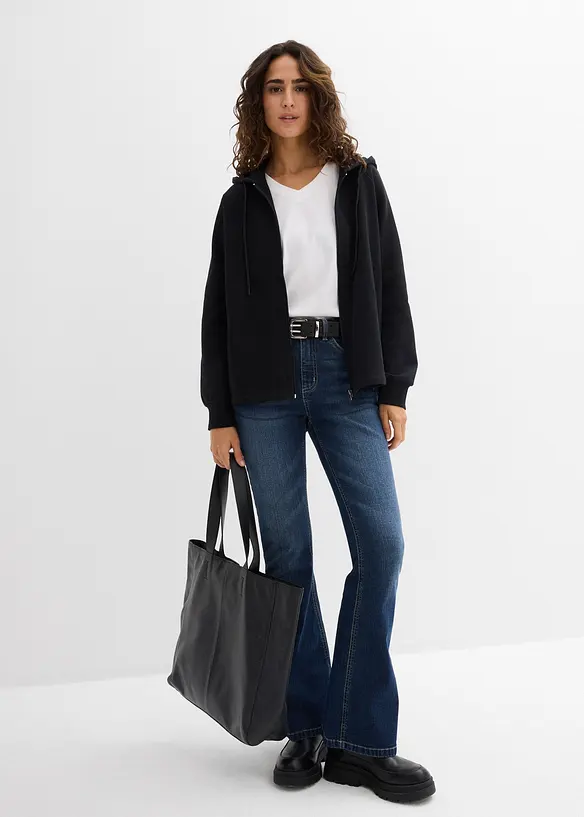 Felpa con zip in puro cotone biologico, bonprix