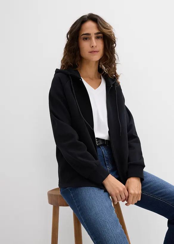 Felpa con zip in puro cotone biologico, bonprix