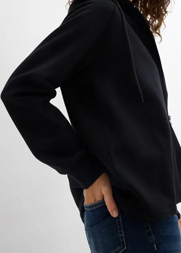 Felpa con zip in puro cotone biologico, bonprix