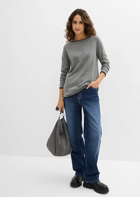 Maglione in filato fine misto cotone, bonprix