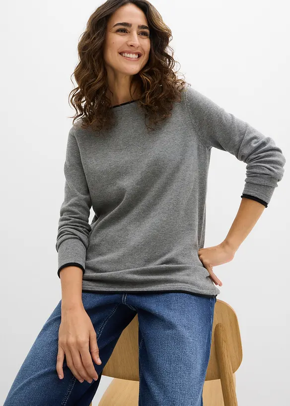 Maglione in filato fine misto cotone, bonprix