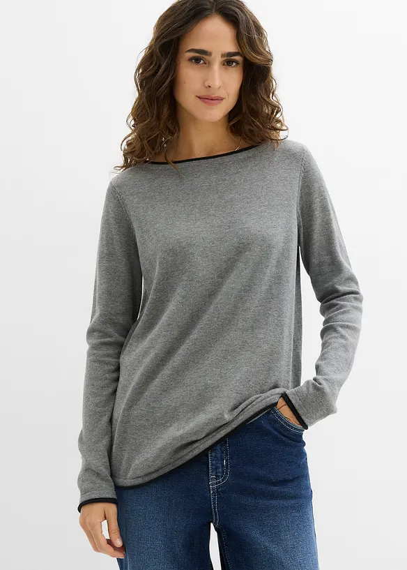 Maglione in filato fine misto cotone, bonprix