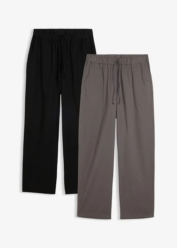 Pantaloni pigiama lunghi in cotone morbido (pacco da 2), bonprix