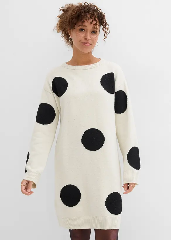 Abito oversize in maglia a pois, bonprix
