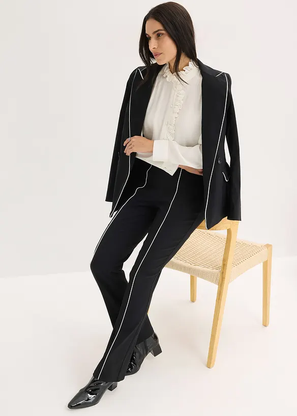 Pantaloni elasticizzati flared in bengalina, bonprix