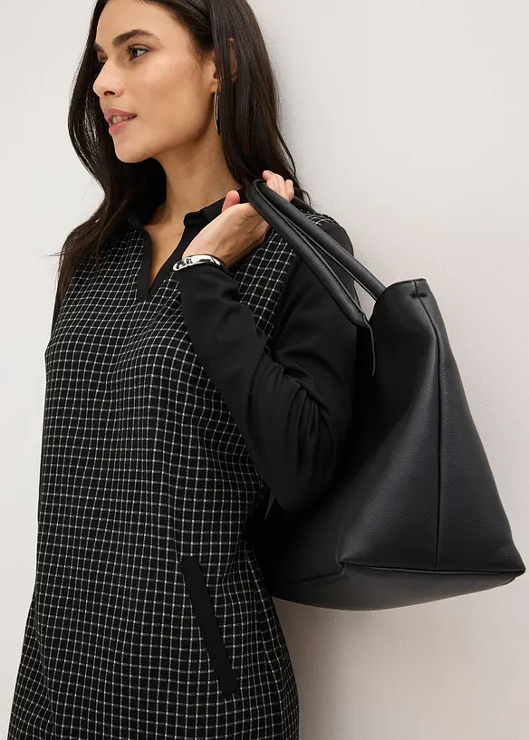 Abito in jacquard con colletto a contrasto, bonprix