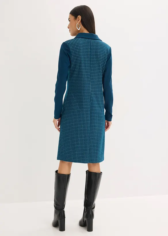 Abito in jacquard con colletto a contrasto, bonprix