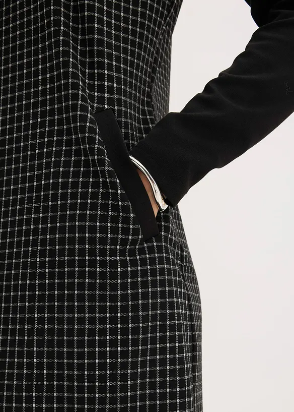 Abito in jacquard con colletto a contrasto, bonprix